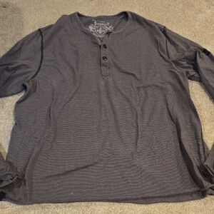 Men's Charcoal Henley Long Sleeve Shirt
